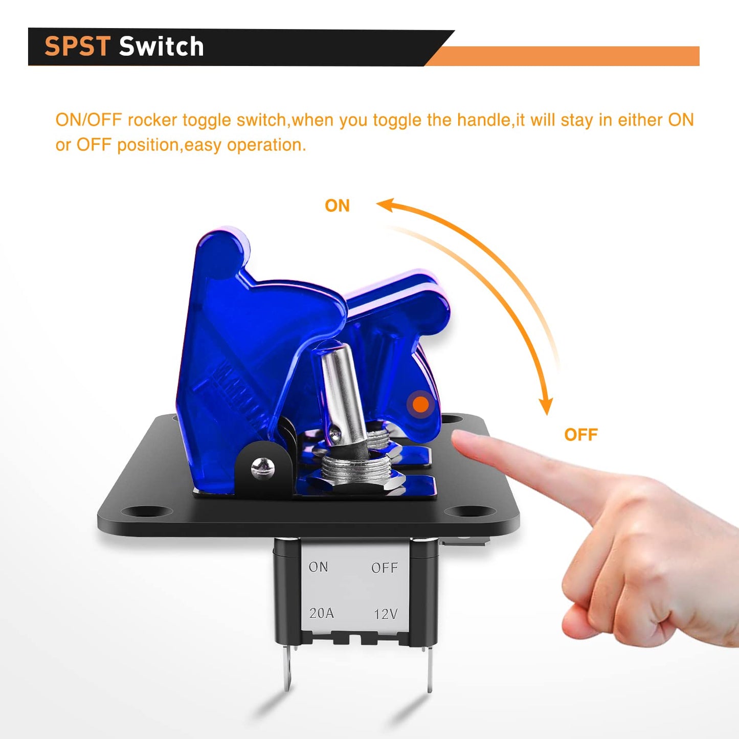 Waywe 3 Gang Toggle Switch 12V Rocker Switch Panel with LED Light and Flip Cover Heavy-Duty ON Off Switch Plate 3 Pin SPST Rocker Switch