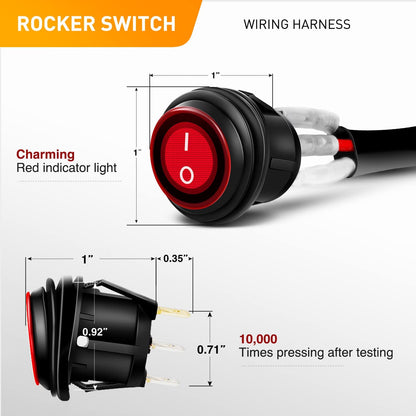 Waywe 2 PCS 18w Spot Led Light Bar Work Light Pods Off Road Driving Light Fog Light Reverse Lights with 16AWG Off Road Wiring Harness-2 Leads for Truck Truck Boat SUV ATV