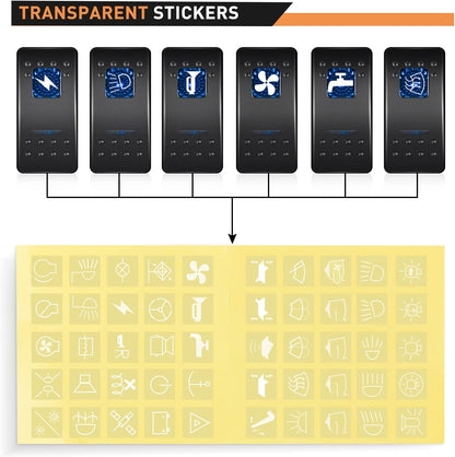 Waywe 6 Gang Rocker Switch Box 12V SPST ON Off QC 3.0 USB Charger Voltmeter Waterproof Aluminum Panel for Boats Cars RVs Trucks