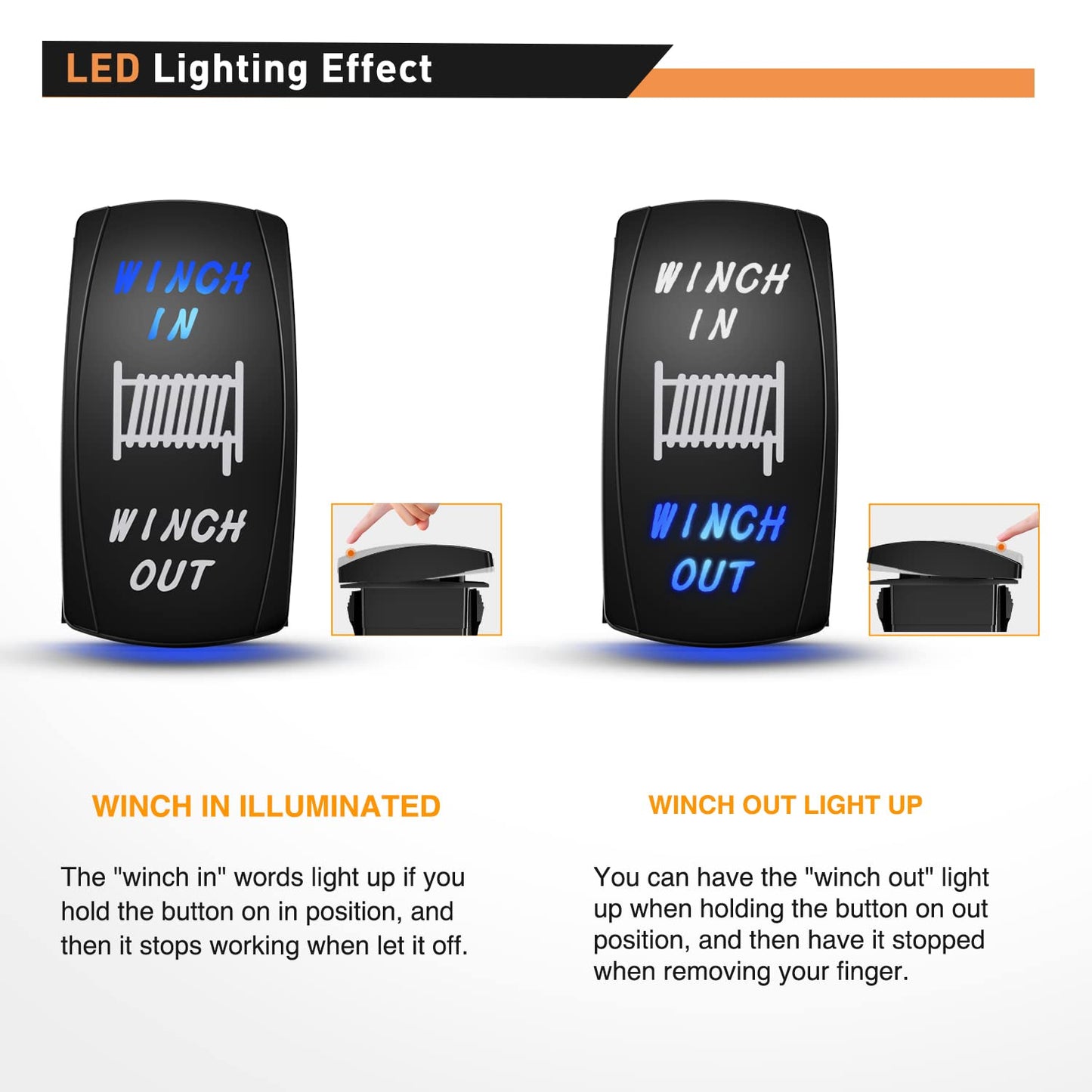 Waywe Winch Rocker Switch Momentary Toggle Switch ON Off ON Switch DPDT 7Pin 12V 24V Switch Jumper Wires Winch in Out Switch Blue for Cars Trucks Caravans Boats