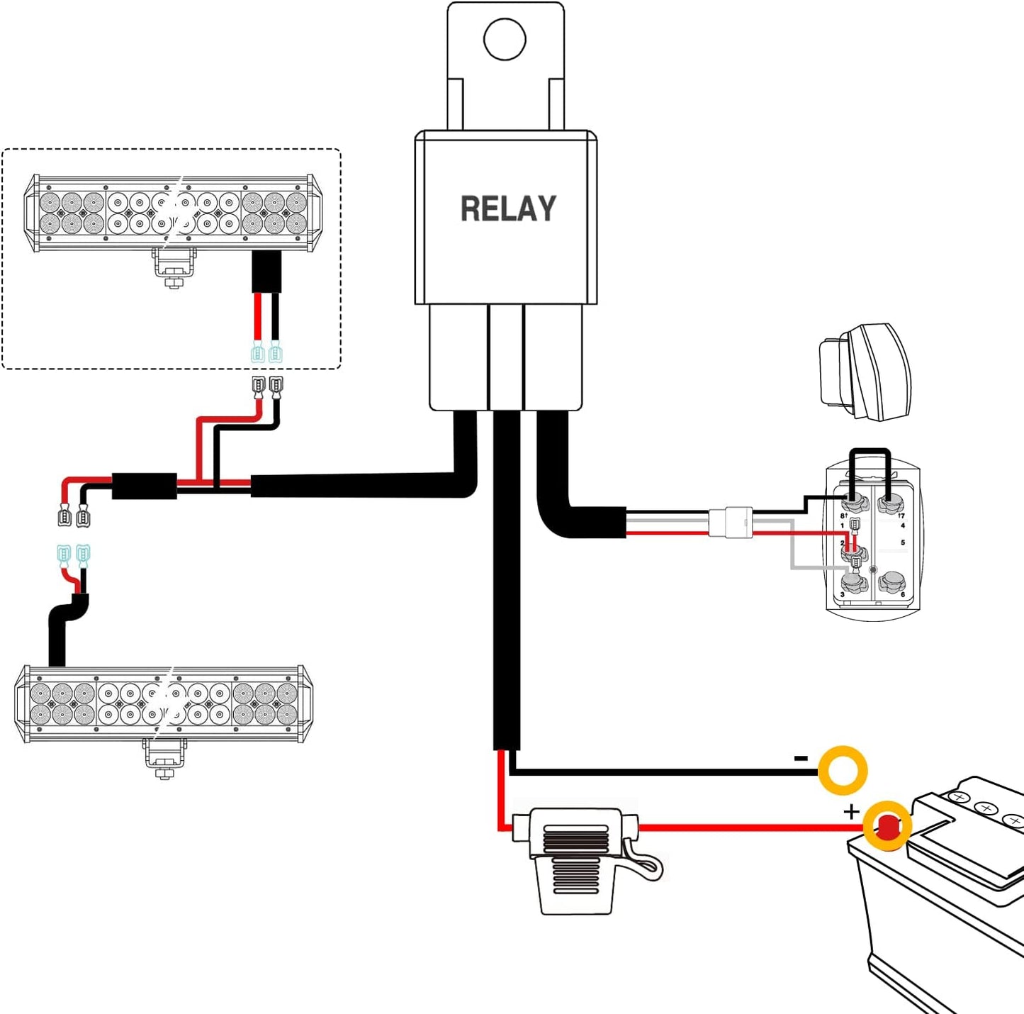 25 Inch 162W Led Light Bar Spot Flood Combo with 12V 5Pin Rocker Switch