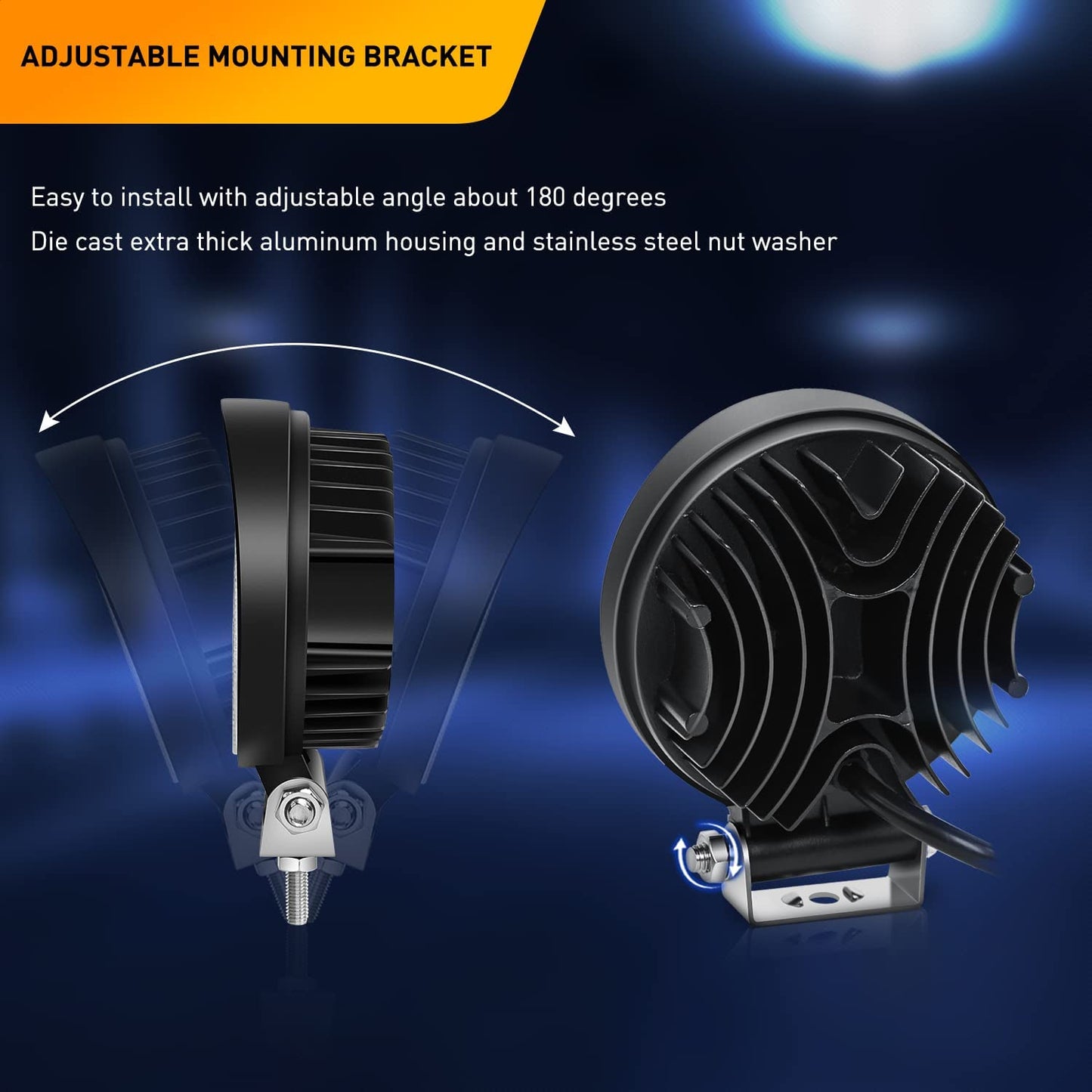 Waywe 2 PCS 4.5Inch 42W Led Round Lights Off Road led Flood Light 4200LM Driving Roof Pods Lamp Bumper Lights Work Light Led Fog Lights for Trucks Tractor ATV