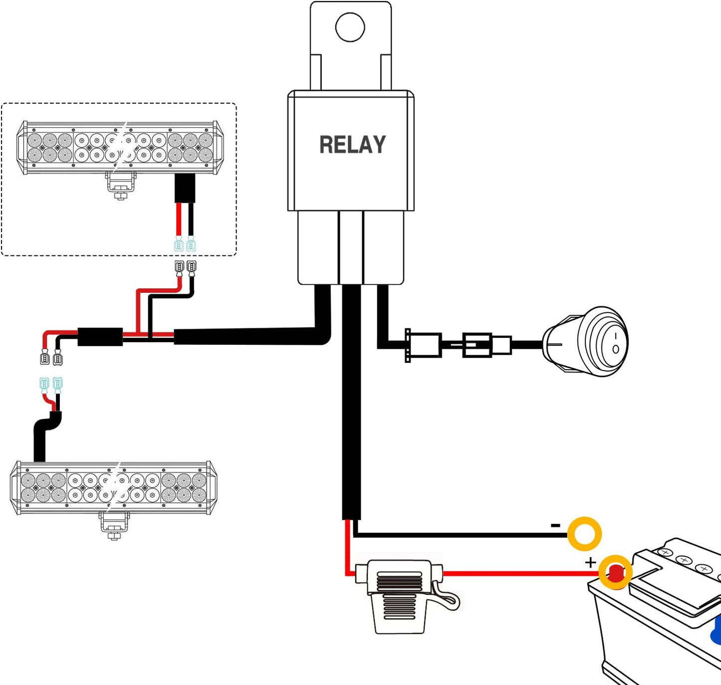 Waywe 26 Inch 540W Triple Row LED Light Bar 50000LM Spot Flood Combo Driving Off Road Lighting Working Lamp with 14AWG Wiring Harness for Truck Golf Cart SUV ATV UTV Boat