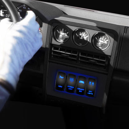 Waywe Interior Light Rocker Switch LED Bar 5Pin Laser On Off 20A 12V 10A 24V Jumper Wires Set for Jeep Boat Trucks