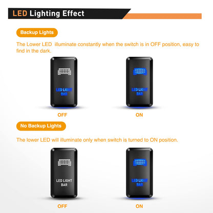 Waywe LED Light BAR Push Button Switch 12V ON Off Switches with Connector Wire Kit 1.54" x 0.83" Replacement for Toyota Tacoma Tundra 4Runner FJ Cruiser Hilux Fortuner