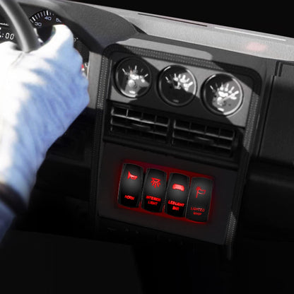 Waywe Lighted Whip Rocker Switch Led Light Bar 5Pin Laser On Off SPST Switches 20A 12V 10A 24V Red with Jumper Wires Set for Cars Trucks RVs