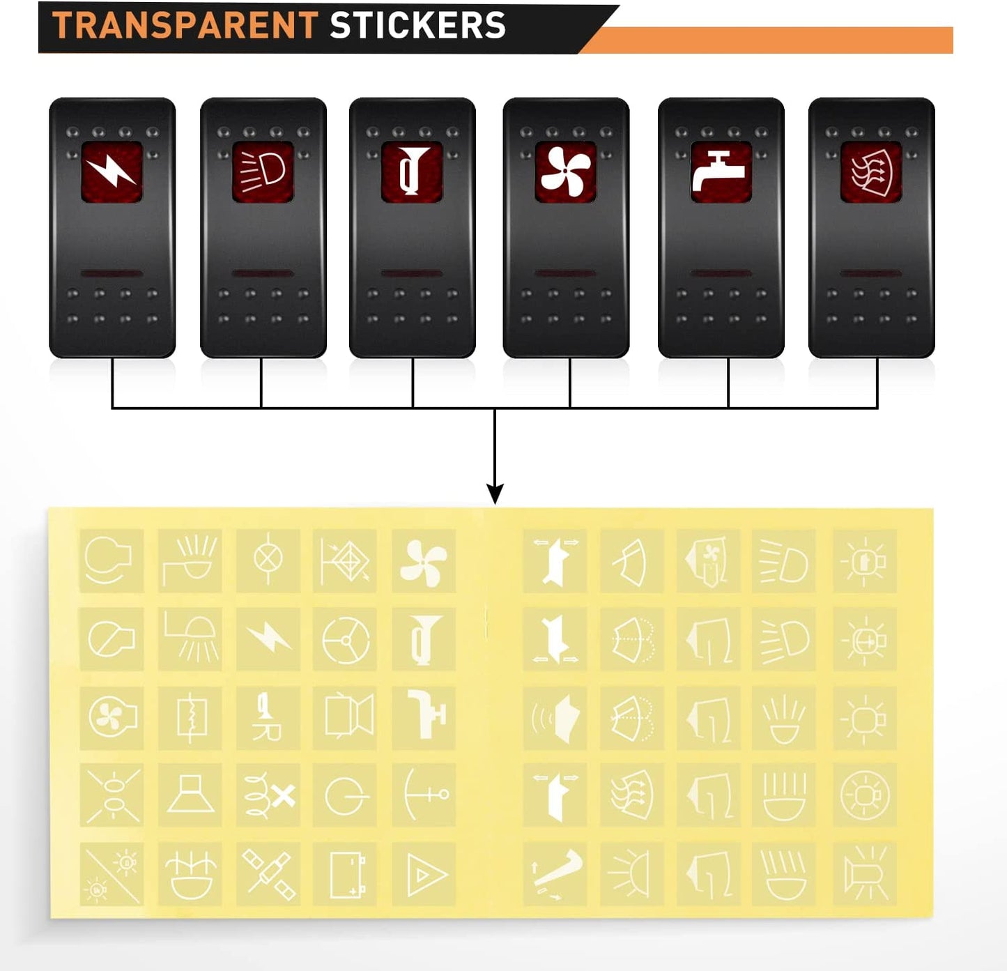 Waywe 8 Gang Rocker Switch Panel 5Pin On Off Toggle Switch Aluminum Holder 12V 24V Dash Pre-Wired Red Backlit Switches for Automotive Cars Marine Boats RVs Truck