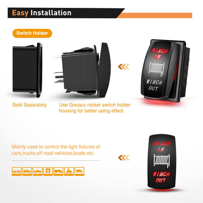 Waywe Winch Rocker Switch Momentary Toggle Switch ON Off ON Switch DPDT 7Pin 12V 24V Switch Jumper Wires Winch in Out Switch Red for Cars Trucks Caravans Boats