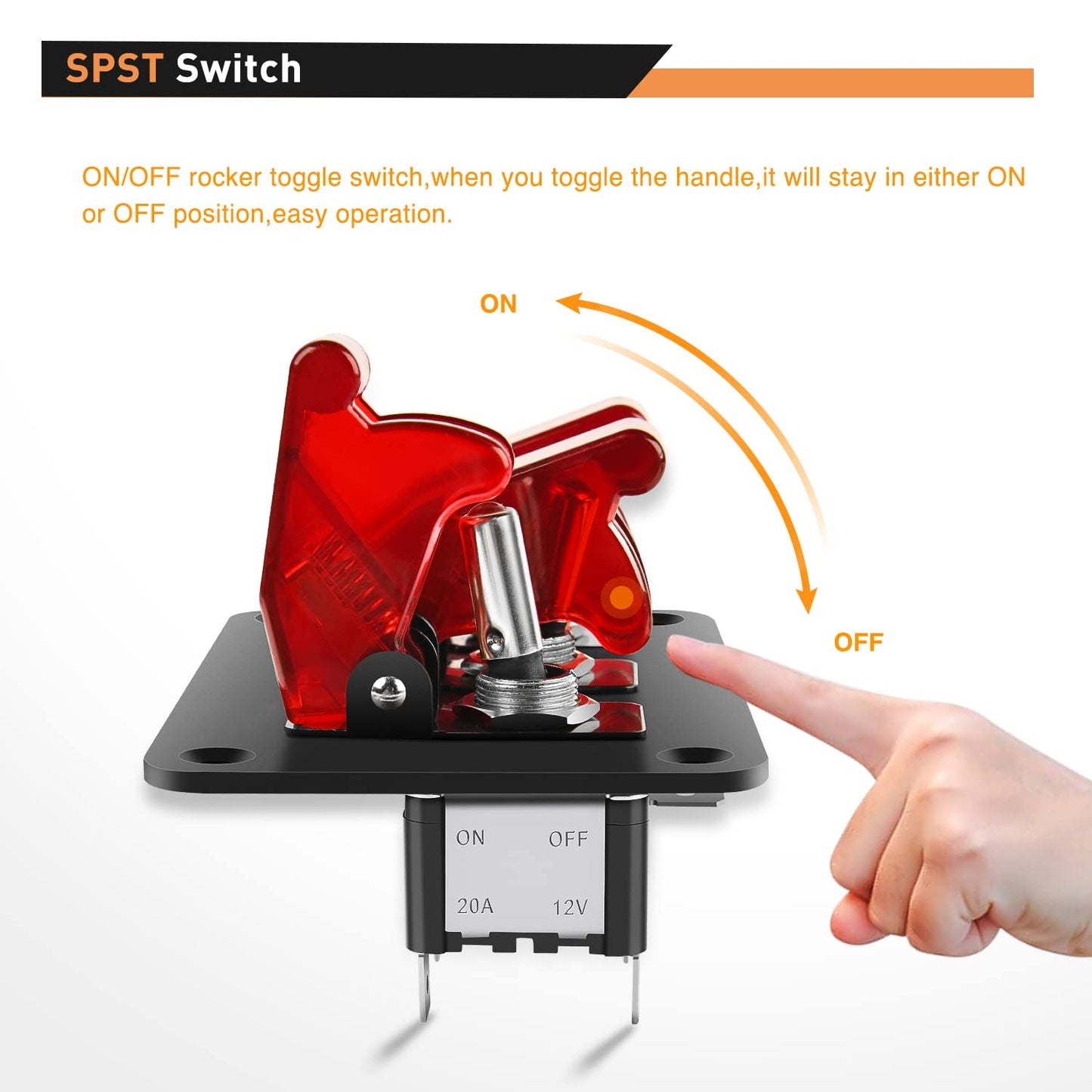 Waywe 3 Gang Toggle Switch 12V Rocker Switch Panel with LED Light and Flip Cover Heavy-Duty ON Off Switch Plate 3 Pin SPST Rocker Switch