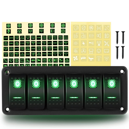 Waywe 2 Gang Rocker Switch Panel 12V 24V DC Blue Switches Aluminum Panel 5Pin ON Off PreWired Toggle Switch Panel Waterproof for Cars Boats ATVs UTVs