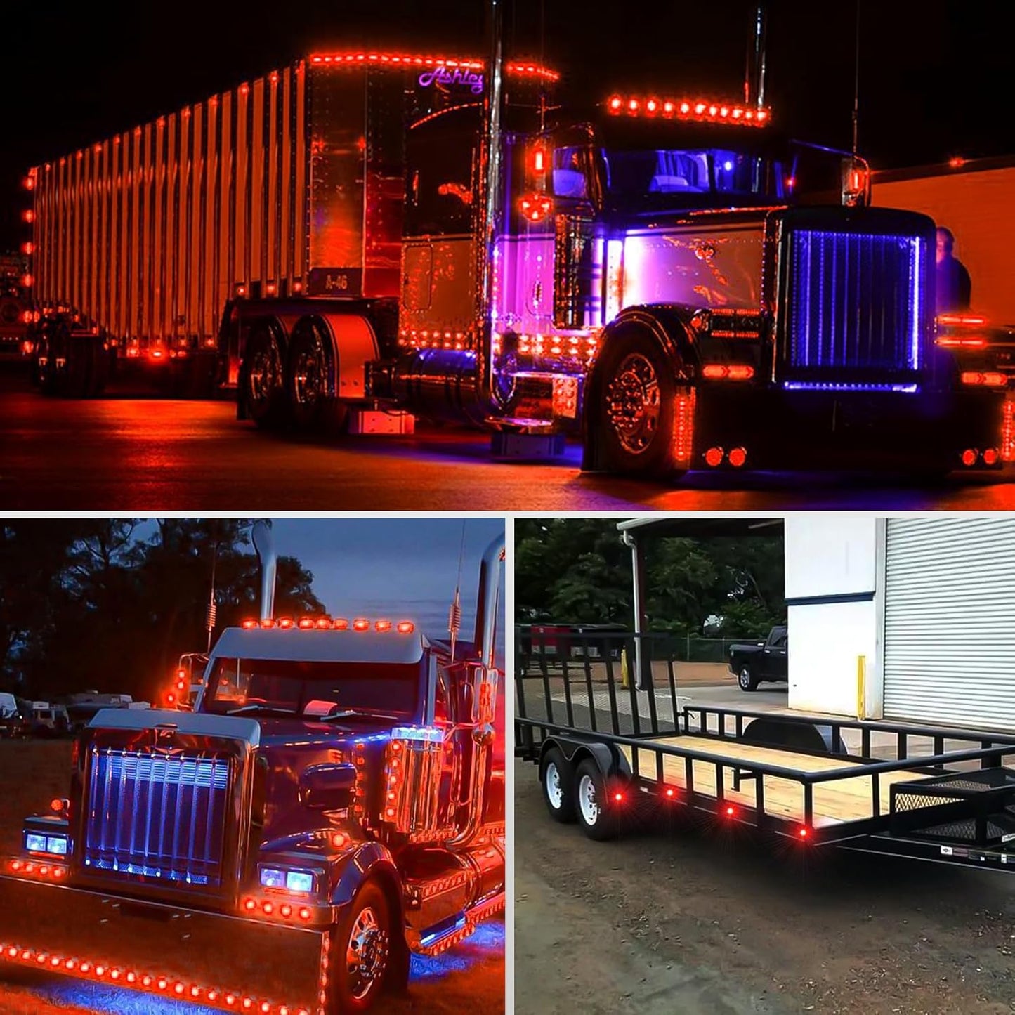 Waywe 2Inch Round Side Marker Light 5PCS Red 4LED Front Rear Clearance Indicator Lights Flush Mount with Plug Grommet Pigtail Hardwired for Truck Camper RV Boat Trailer