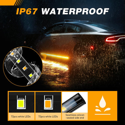 Waywe Truck Running Board Lights - 2PCS 60 Inch DRL LED Side Maker Light Kits for Extended and Crew Cab Trucks Pickup White Courtesy Amber Sequential Turn Signal Lighting Strips