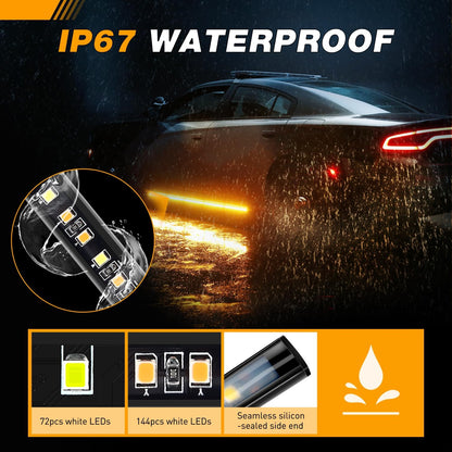 Waywe Truck Running Board Lights - 2PCS 70 Inch DRL LED Side Maker Light Kits for Extended and Crew Cab Trucks Pickup White Courtesy Amber Sequential Turn Signal Lighting Strips