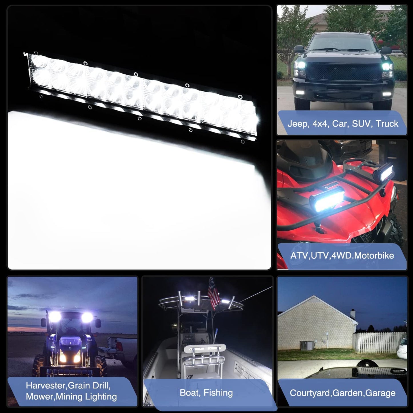 Waywe 36W 6.5Inch LED Light Bar LED Flood Lights LED Fog Lights Super Bright Driving Lights Off Road for Truck Jeep Boats (2 Pack Flood Light)