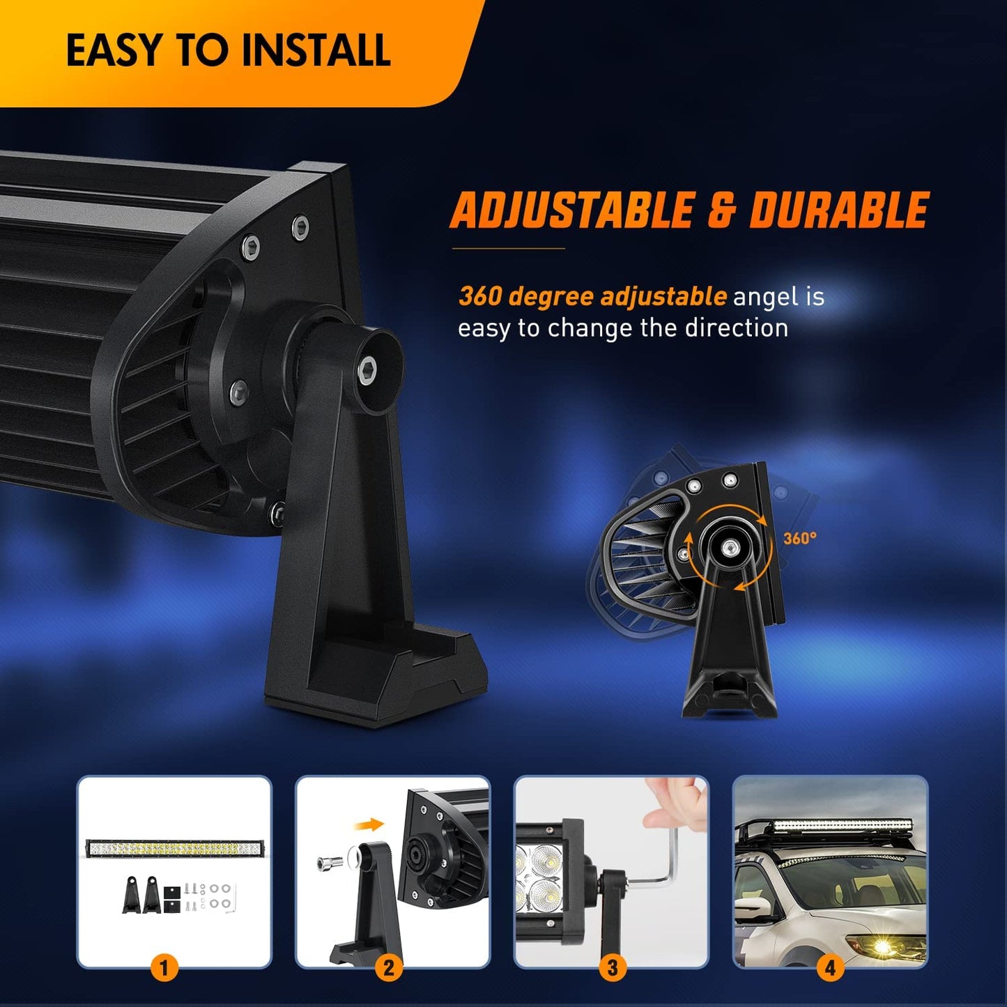 Waywe 32 Inch 180W Spot Flood Combo Led Light Bar Off Road Lights Work Light Driving Lamp Waterproof Fog Light with 16 AWG Wiring Harness Kit for Truck Jeep ATV SUV
