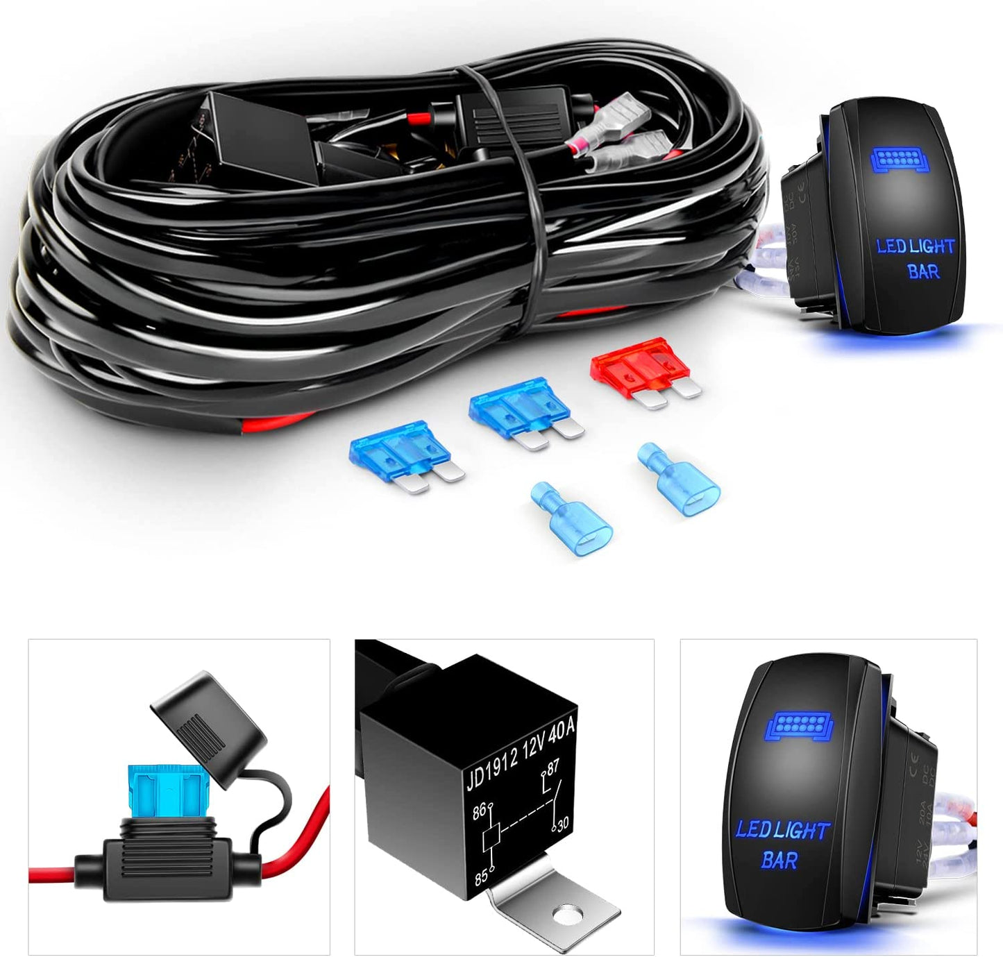 Waywe LED Light Bar 52Inch Curved 783W Triple Row 78000LM Off Road Lights for Trucks Flood Spot Combo Beam Driving Lamp with 12AWG Heavy Duty 5Pin Rocker Switch Wiring Harness Kit