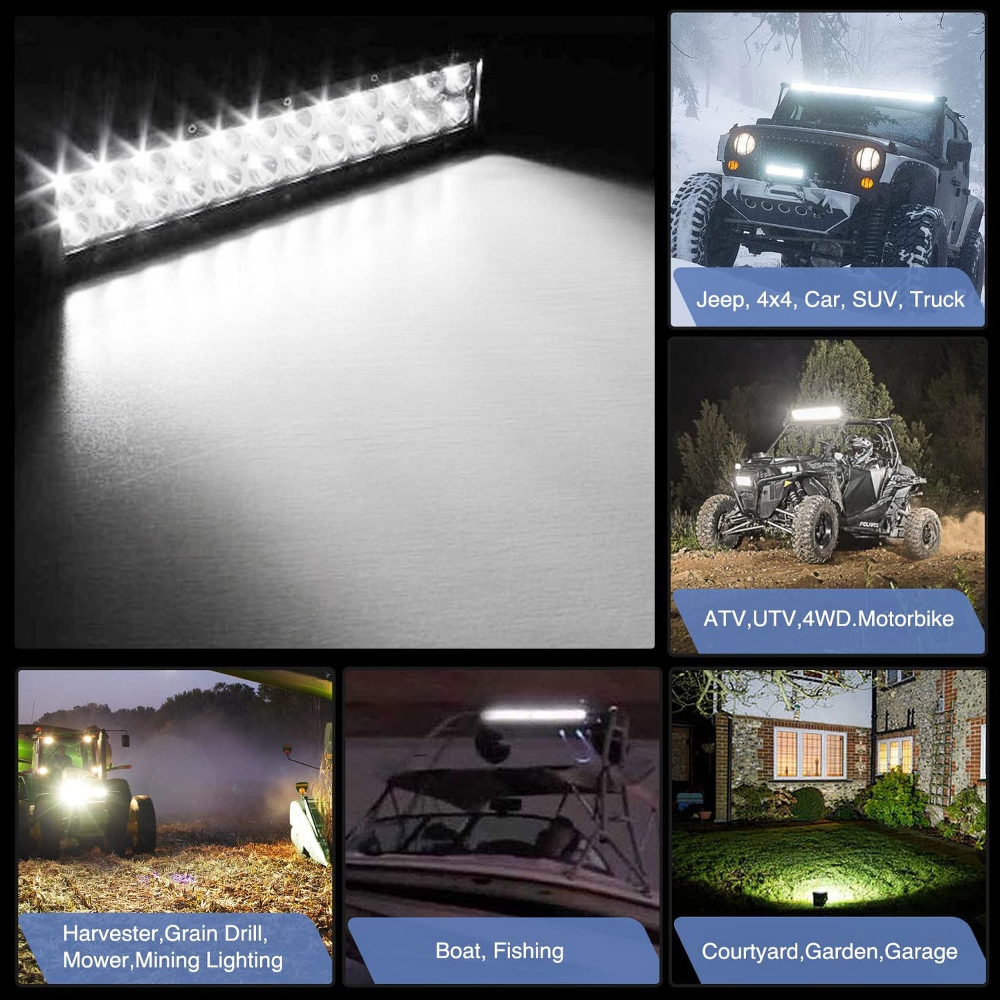 Waywe 32 Inch 180W Spot Flood Combo Led Light Bar Off Road Lights Work Light Driving Lamp Waterproof Fog Light with 16 AWG Wiring Harness Kit for Truck Jeep ATV SUV