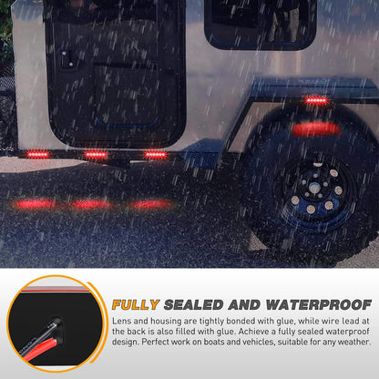 Waywe 3.8Inch Side Marker Light 10PCS 6LED Red Trailer Camper Clearance Marine Boat Navigation Port Starboard Indicator Lights for 12V DC Kayak Sailboat Yacht Truck RV