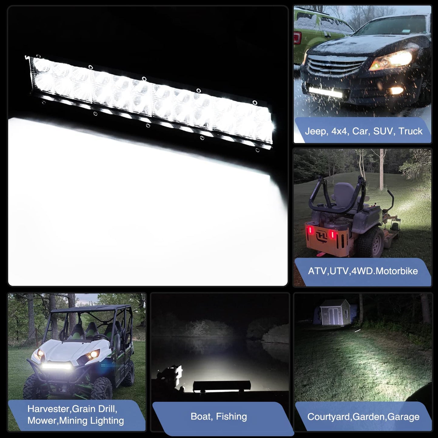 Waywe Led Light Bar 20Inch 126W Spot Flood Combo LED Light Pod Fog Lamp Driving Lights LED Work Light for Trucks Off Road ATV UTV SUV