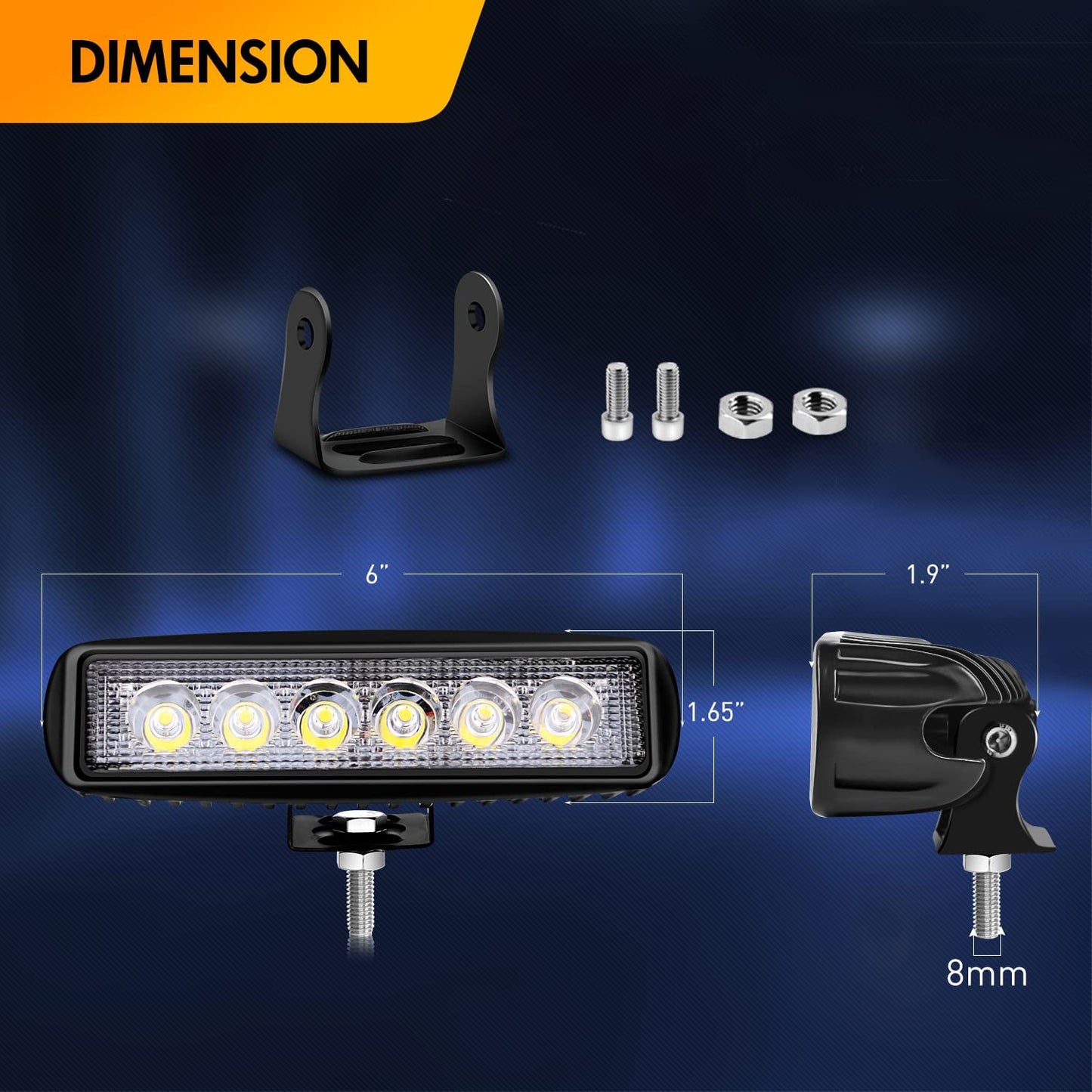 Waywe 2 PCS 18w Spot Led Light Bar Work Light Pods Off Road Driving Light Fog Light Reverse Lights with 16AWG Off Road Wiring Harness-2 Leads for Truck Truck Boat SUV ATV