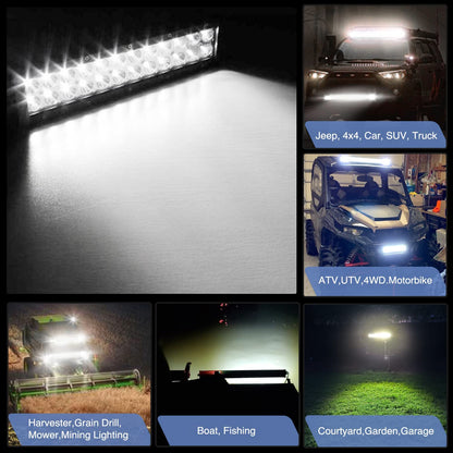 Waywe 22 Inch 120W Spot Flood Combo Off Road Led Light Bar Work Light Driving Lamp with 16 AWG Wiring Harness Kit for Truck Jeep ATV SUV,White