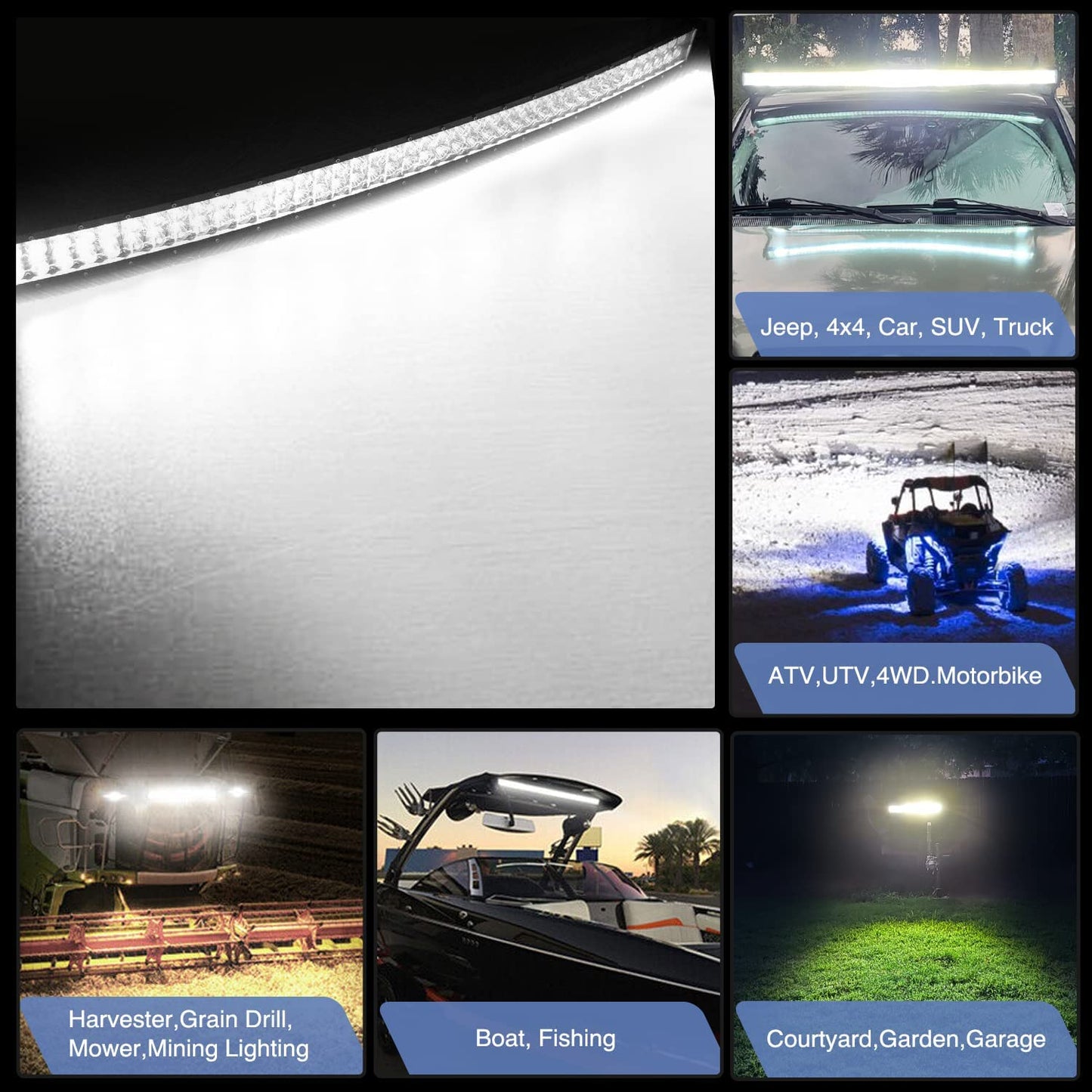Waywe LED Light Bar 52Inch 300W Flood Spot Combo Off Road Lights 2PCS 4Inch 18W Spot LED pods for Trucks ATV UTV Boat Driving Lamp Work Lights with Wiring Harness Kit-3 Leads