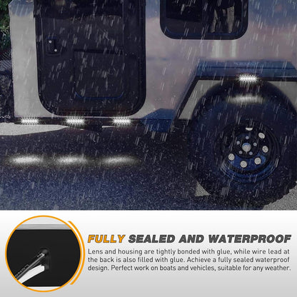 Waywe 3.8Inch Side Marker Light 10PCS 6LED White Trailer Camper Clearance Marine Boat Navigation Port Starboard Indicator Lights for 12V DC Kayak Sailboat Yacht Truck RV