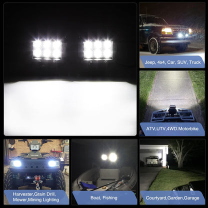 Waywe LED Light Bar 2 PCS 4 Inch 18W LED Spot Light Pods 1260lm LED Fog Lights Off Road light Driving Lamp for truck Jeep atv