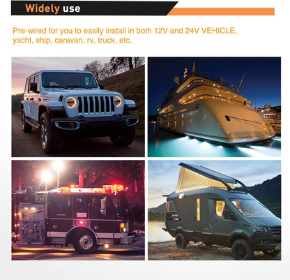 Waywe 4 in 1 ON Off Charger Socket Panel Dual USB Socket Power Outlet LED Voltmeter Cigarette Lighter Socket LED Lighted ON Off Rocker Toggle Switch for Truck Car Marine Boats RV