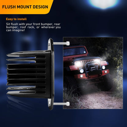 Waywe Led Light Bar 2 PCS 18W Flood Led Pods LED Work Light Flush Mount Off Road Backup Fog Lights Driving Lamp for Truck Dodge Ram Bumper Boat 4x4