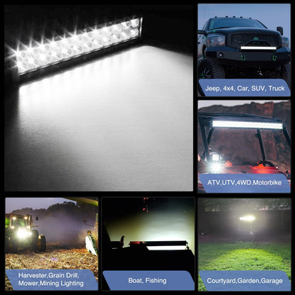 Waywe 4Pcs 4Inch 60W Cube LED Fog Lights Led Light Pods, 20Inch 420W Spot Flood Combo Triple Row Off-Road led Driving Lights Waterproof for Trucks ATV