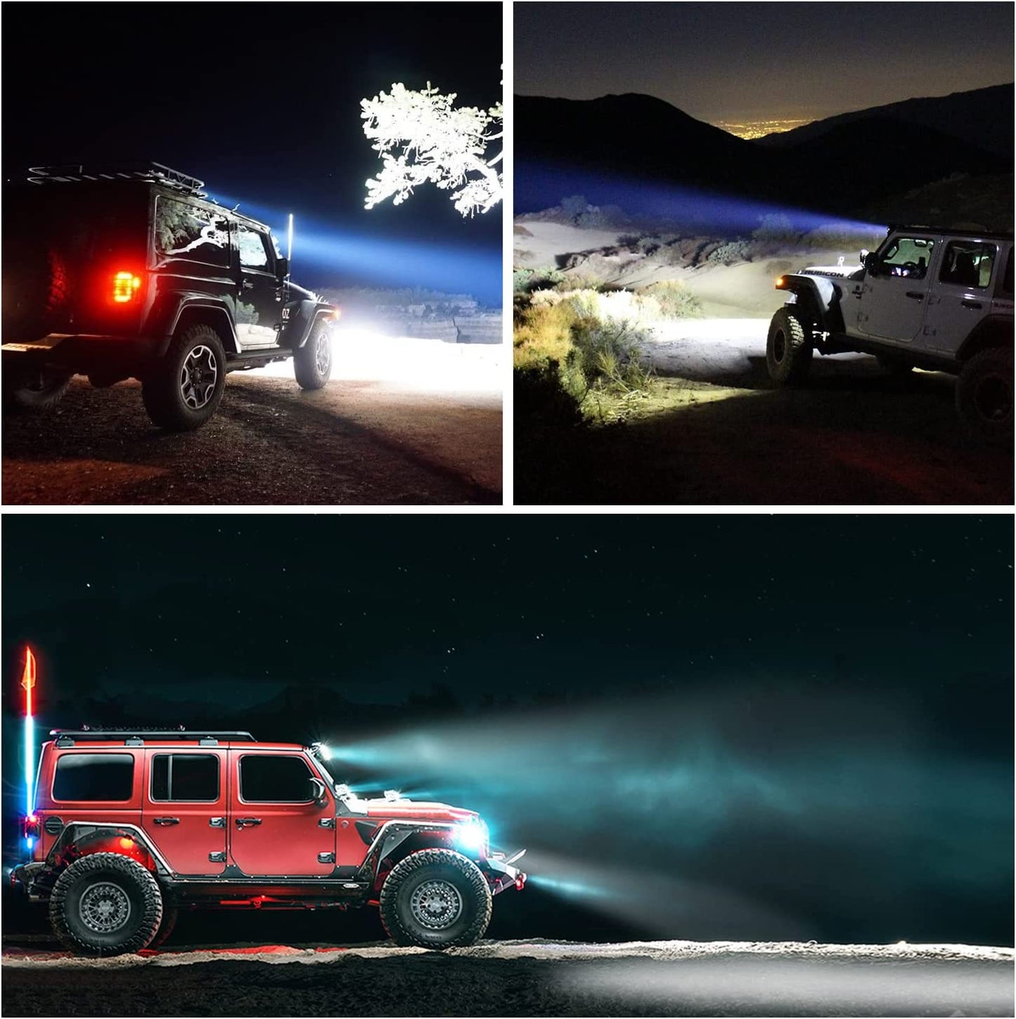 Waywe 4Pcs 4Inch 60W Cube LED Fog Lights Led Light Pods, 20Inch 420W Spot Flood Combo Triple Row Off-Road led Driving Lights Waterproof for Trucks ATV