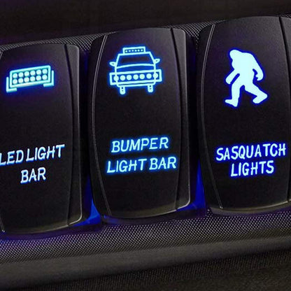 Waywe Sasquatch Lights Rocker Switch 5Pin Laser On Off LED Light 20A 12V 10A 24V Switch Jumper Wires Set for Jeep Boat Trucks