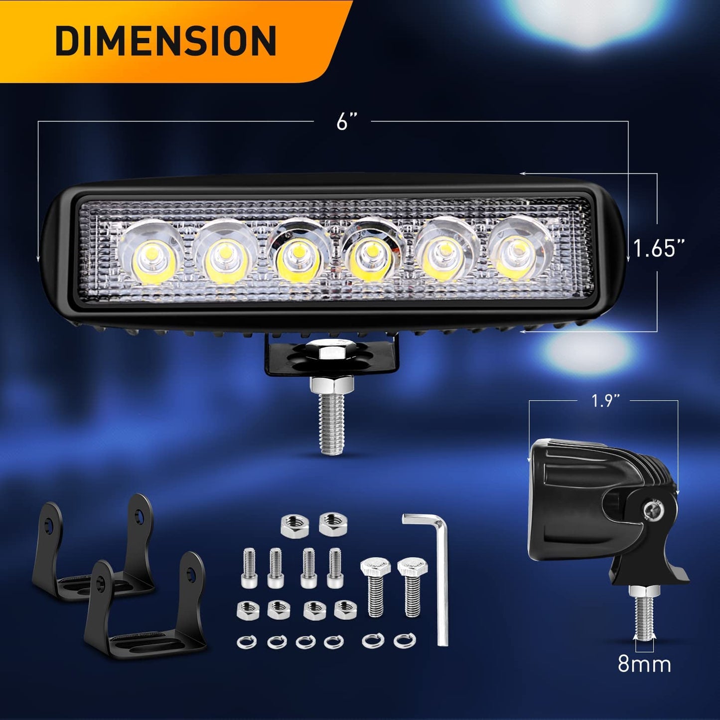 Waywe 2 PCS 18w Spot Led Light Bar Work Light Pods Off Road Driving Light Fog Light Reverse Lights for Truck Truck Boat Jeep Bumper SUV ATV (Spot Fog Lamp)