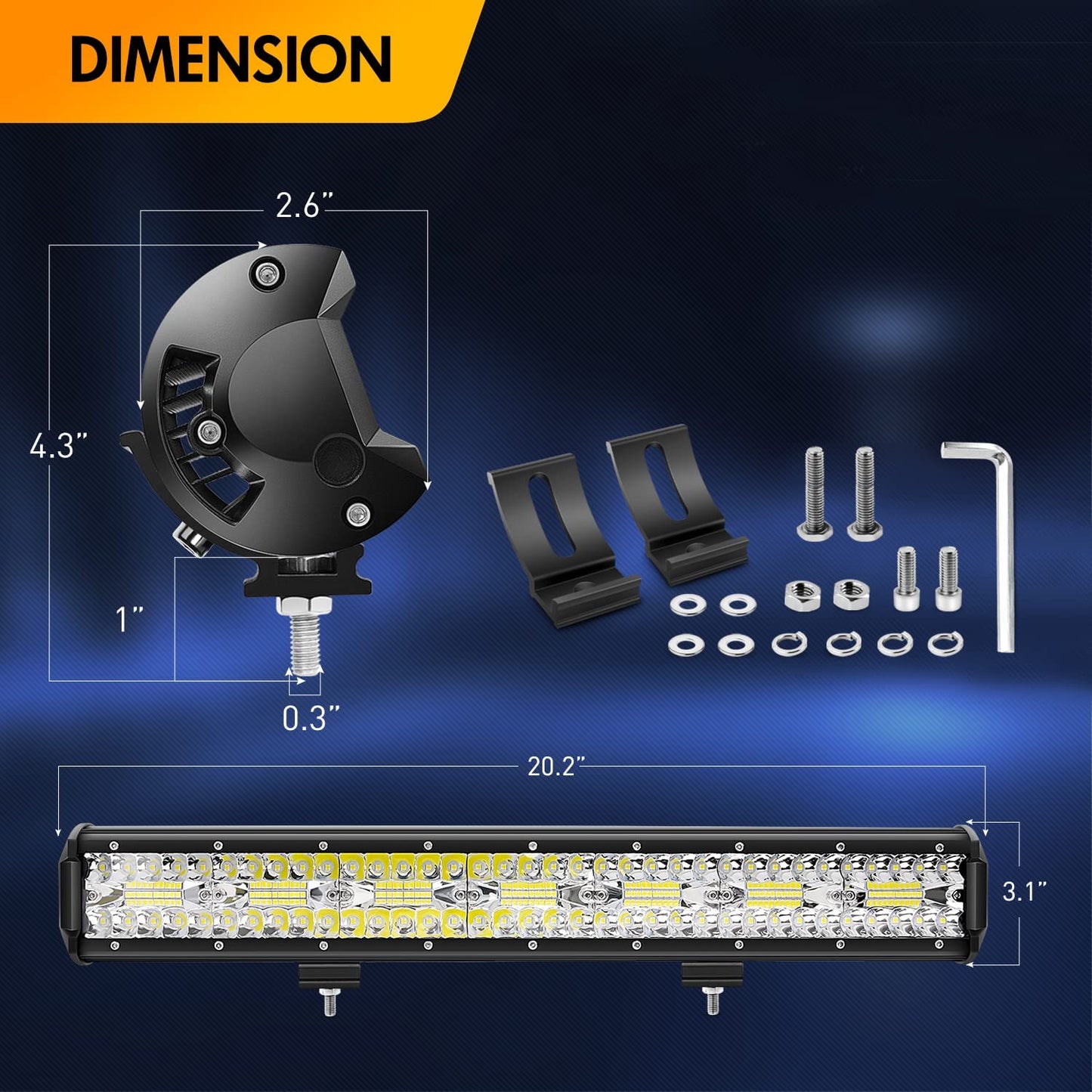 Waywe 4Pcs 4Inch 60W Cube LED Fog Lights Led Light Pods, 20Inch 420W Spot Flood Combo Triple Row Off-Road led Driving Lights Waterproof for Trucks ATV