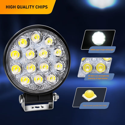 Waywe 2 PCS 4.5Inch 42W Led Round Lights Off Road led Flood Light 4200LM Driving Roof Pods Lamp Bumper Lights Work Light Led Fog Lights for Trucks Tractor ATV
