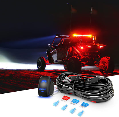 Waywe LED Light Bar 32Inch 180W Curved Off Road Lights for Trucks Flood Spot Combo Beam Driving Lamp Work Lights with Heavy Duty 12V 5Pin Rocker Switch Wiring Harness Kit