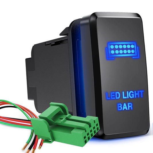 Waywe LED Light BAR Push Button Switch 12V ON Off Switches with Connector Wire Kit 1.54" x 0.83" Replacement for Toyota Tacoma Tundra 4Runner FJ Cruiser Hilux Fortuner