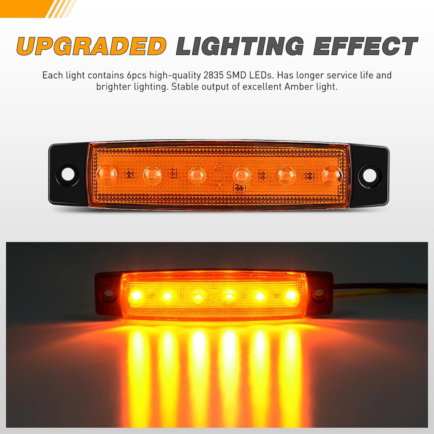 Waywe 3.8Inch Side Marker Light 10PCS 6LED Amber Trailer Camper Clearance Marine Boat Navigation Port Starboard Indicator Lights for 12V DC Kayak Sailboat Yacht Truck RV