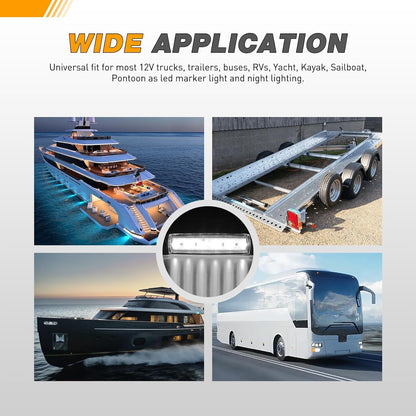 Waywe 3.8Inch Side Marker Light 10PCS 6LED White Trailer Camper Clearance Marine Boat Navigation Port Starboard Indicator Lights for 12V DC Kayak Sailboat Yacht Truck RV