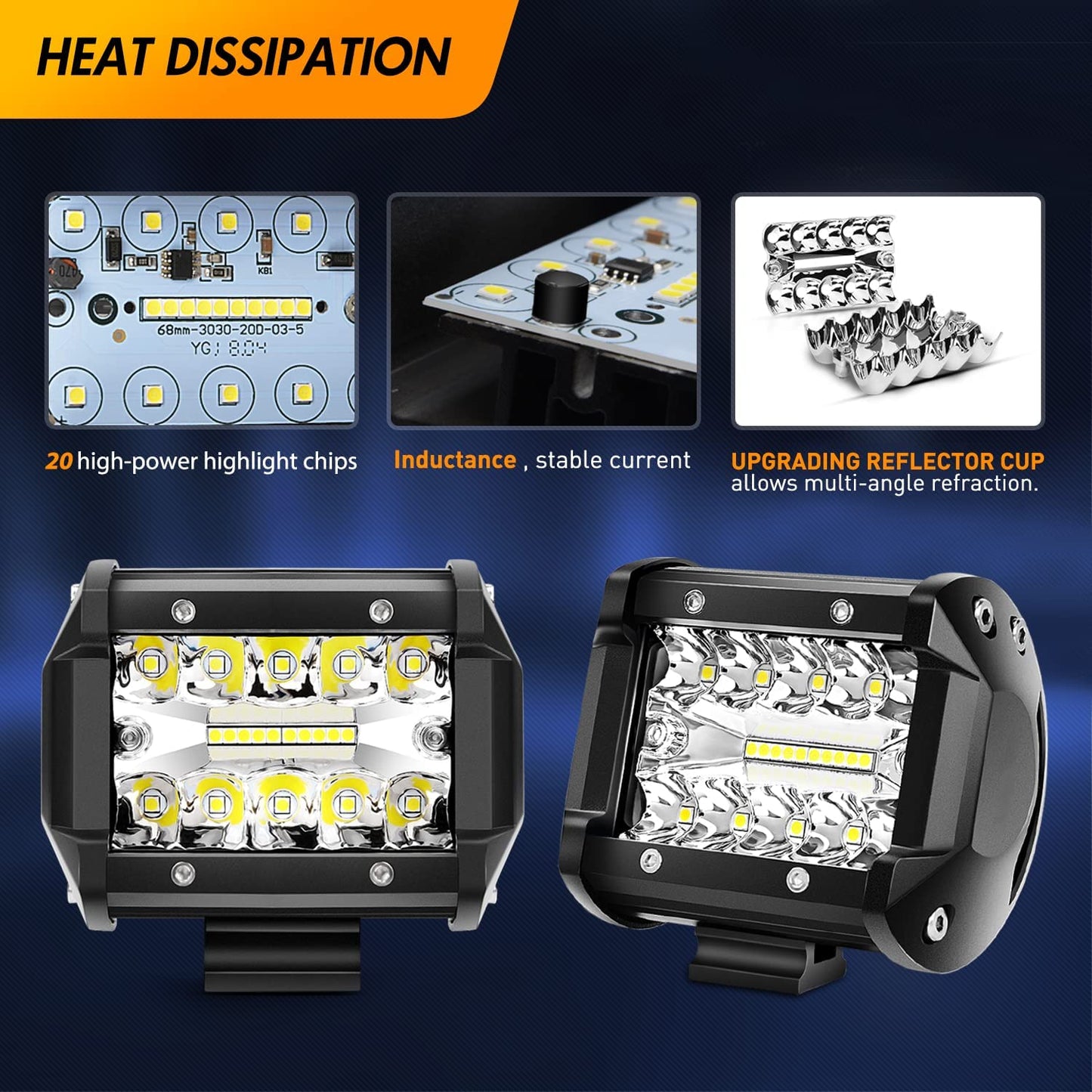 Waywe LED Work Light Pods 4 Inch 60W Off-Road Driving Lighting with 2 Inch Tow Hitch Mounting Brackets fit Backup Reverse Lamp for Truck Trailer SUV Pickup