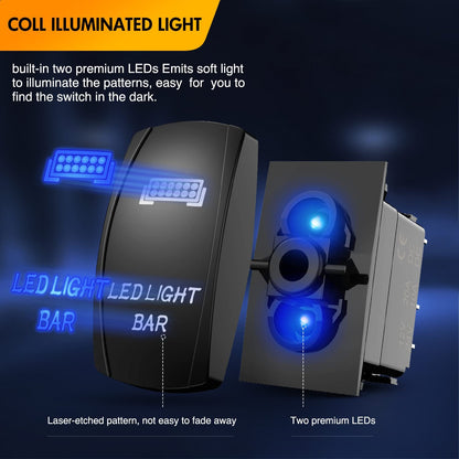 Waywe 2PCS 18W LED Pods Flood Light Bar Fog Light Driving Lighting with 12V 5Pin Rocker Switch Off Road Wiring Harness-2 Leads for Truck Golf Cart SUV ATV UTV Boat