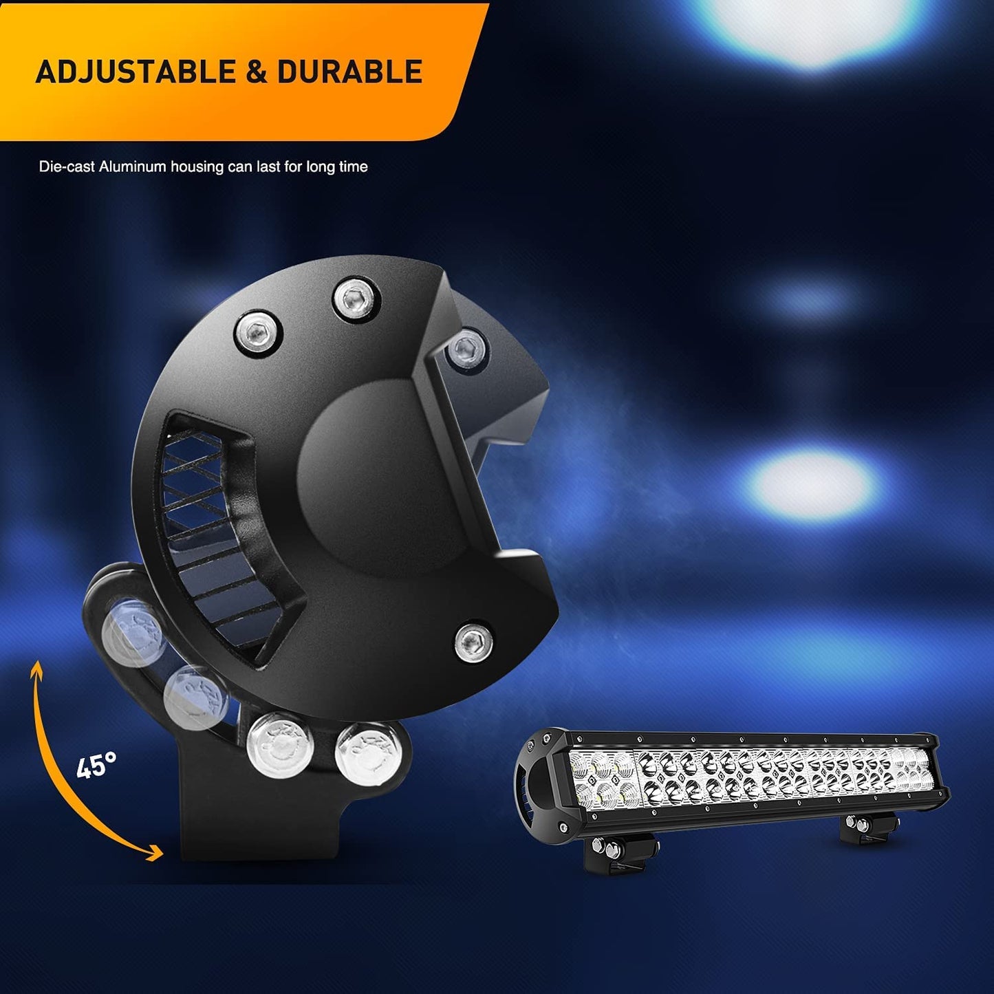 Waywe 20 Inch 126W Combo Led Light Bar 2PCS 4 Inch 18W Spot LED Pods with 16AWG Off Road Wiring Harness-3 Leads