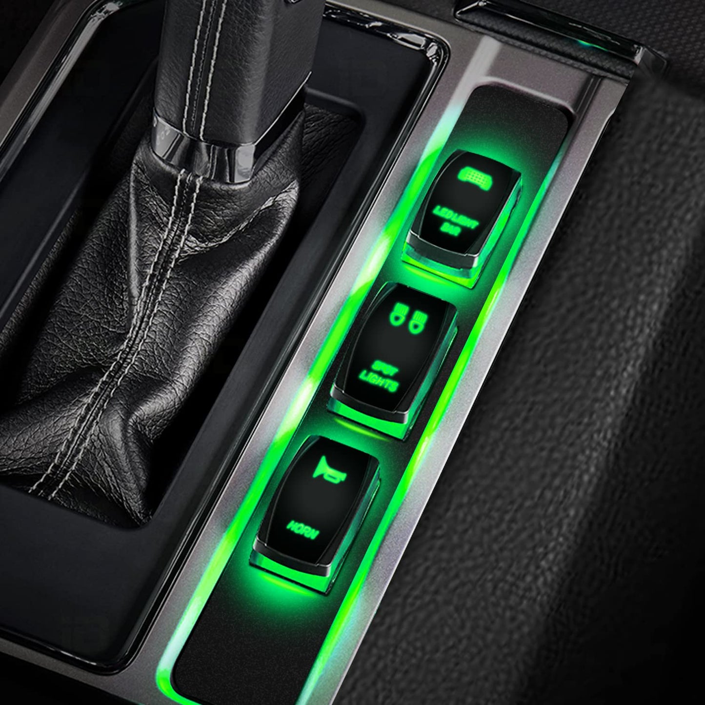 Waywe LED Light Bar Rocker Switch 5Pin Laser On Off Lights 20A 12V 10A 24V Switches Green Jumper Wires Set for Jeep Boat Trucks