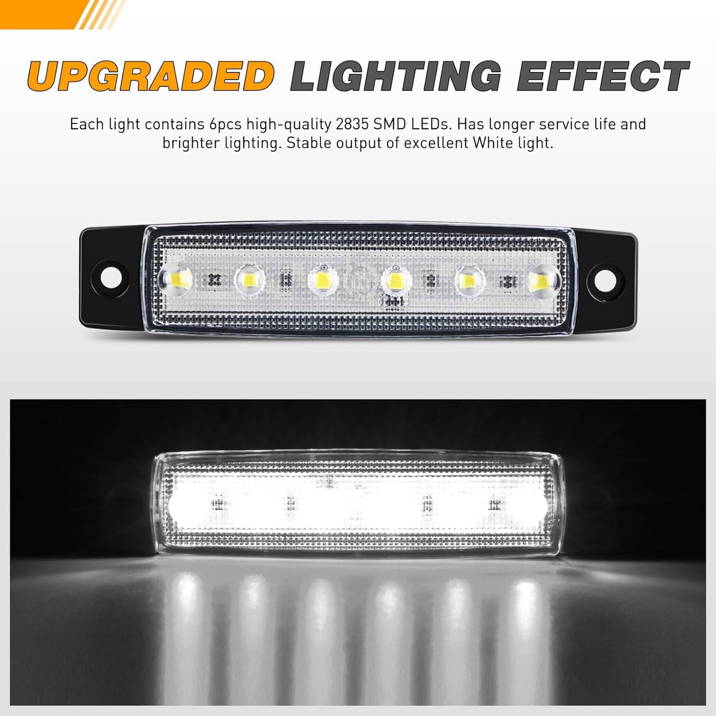 Waywe 3.8Inch Side Marker Light 10PCS 6LED White Trailer Camper Clearance Marine Boat Navigation Port Starboard Indicator Lights for 12V DC Kayak Sailboat Yacht Truck RV