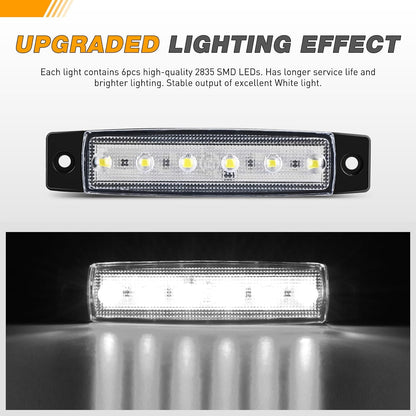 Waywe 3.8Inch Side Marker Light 10PCS 6LED White Trailer Camper Clearance Marine Boat Navigation Port Starboard Indicator Lights for 12V DC Kayak Sailboat Yacht Truck RV