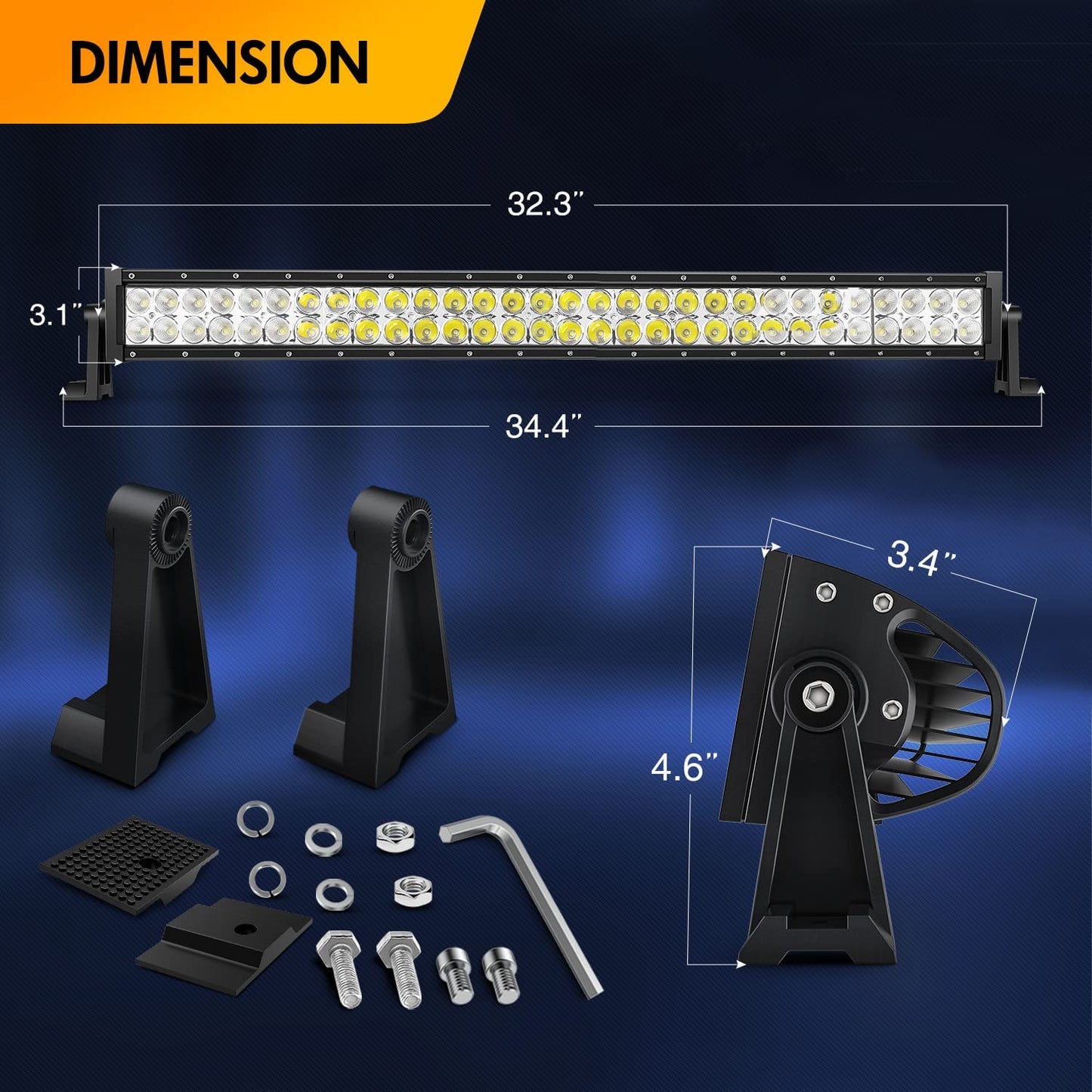 Waywe 32 Inch 180W Spot Flood Combo Led Light Bar Off Road Lights Work Light Driving Lamp Waterproof Fog Light with 16 AWG Wiring Harness Kit for Truck Jeep ATV SUV