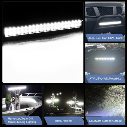 Waywe 20 Inch 126W Combo Led Light Bar 2PCS 4 Inch 18W Spot LED Pods with 16AWG Off Road Wiring Harness-3 Leads