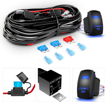 Waywe 12 Inch 72W Led Light Bar Spot Flood Combo Driving Lighting Off Road Lights Led Lamp with 12V 5Pin Rocker Switch Wiring Harness kit for Truck Golf Cart SUV ATV UTV Boat