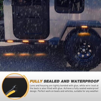 Waywe 3.8Inch Side Marker Light 10PCS 6LED Amber Trailer Camper Clearance Marine Boat Navigation Port Starboard Indicator Lights for 12V DC Kayak Sailboat Yacht Truck RV